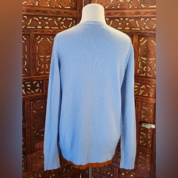 Coach 1941 Powder Blue Intarsia Sweater M 100% Cashmere Rare HTF Runway - Picture 6 of 14